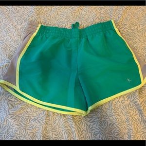 Green yellow gray running shorts